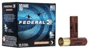 FEDERAL SPEED SHOK 10 GA 3 1/2" 1 1/2 OZ #2 STEEL SHOTSHELLS 25 RDS FEDERAL SPEED SHOK 10 GA 3 1/2" 1 1/2 OZ #2 STEEL SHOTSHELLS 25 RDS