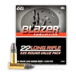 Rifle Ammo BLAZER -22 LR - 38 GRAIN LRN - 525 ROUNDS