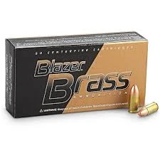 Handgun Ammo Blazer Brass 9mm 124 Gr FMJ