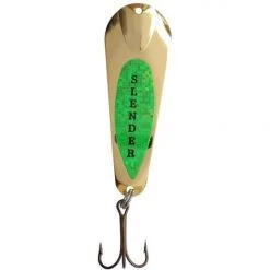 Custom Jigs & Spins CUSTOM JIGS AND SPINS TACKLE SLENDER SPOON PRO PAINTED 5/16OZ GOLD LIME Spinnerbaits & Buzzbaits